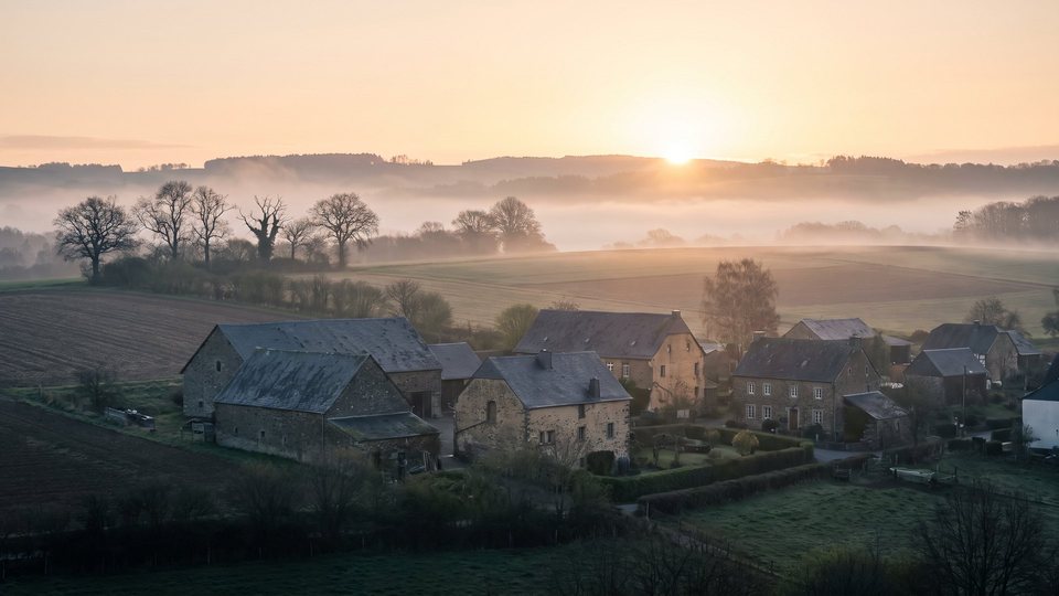 Landschaft vun der Regioun ronderëm Bitburg — Bild mat kënschtlecher Intelligenz erstallt