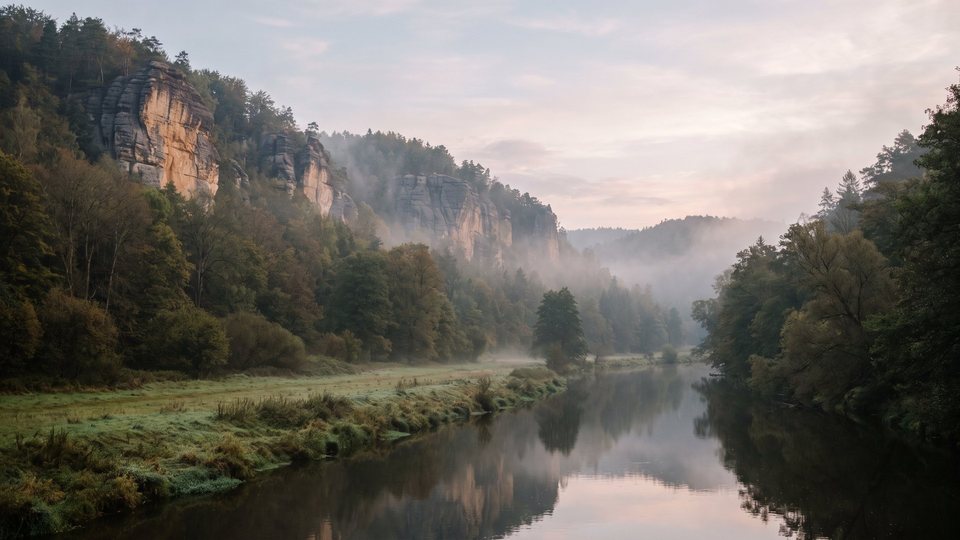 Landschaft vun der Regioun ronderëm Bollendorf — Bild mat kënschtlecher Intelligenz erstallt