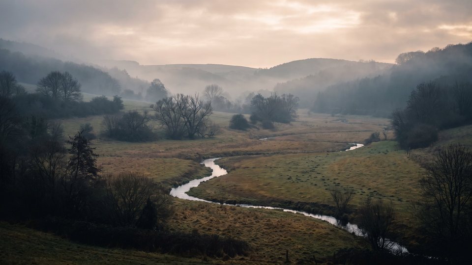Landschaft vun der Regioun ronderëm Großlittgen — mat kënschtlecher Intelligenz generéiert Bild
