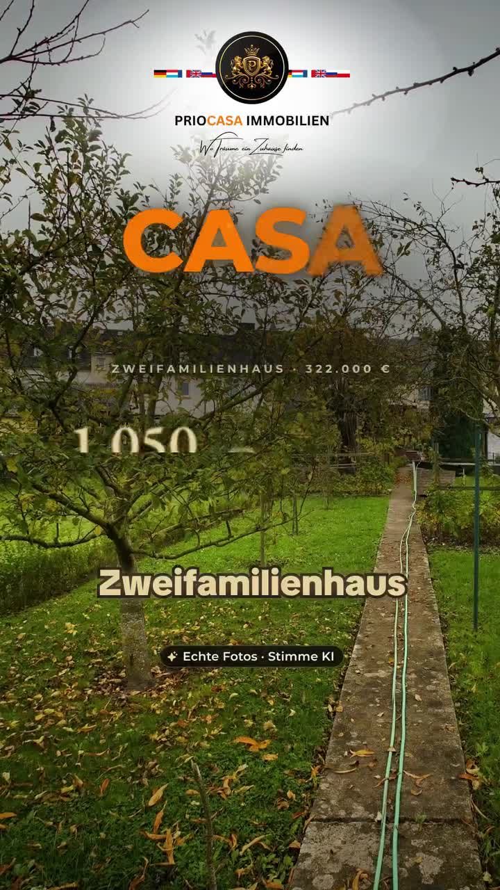 Facebook-Beitrag von PRIOCASA Immobilien vom 15. Oktober 2026: Zweifamilienhaus Konz für 322.000 €: 1.050 € Miete im Monat 💬 Kommentieren Sie KONZ – wir…