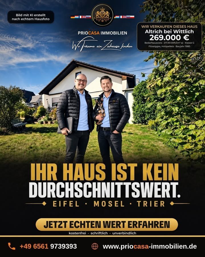 Facebook-Beitrag von PRIOCASA Immobilien vom 18. Oktober 2026: Ihr Haus ist kein Durchschnittswert. 🏡 Online-Rechner kennen Ihr Haus nicht. Sie rechnen…