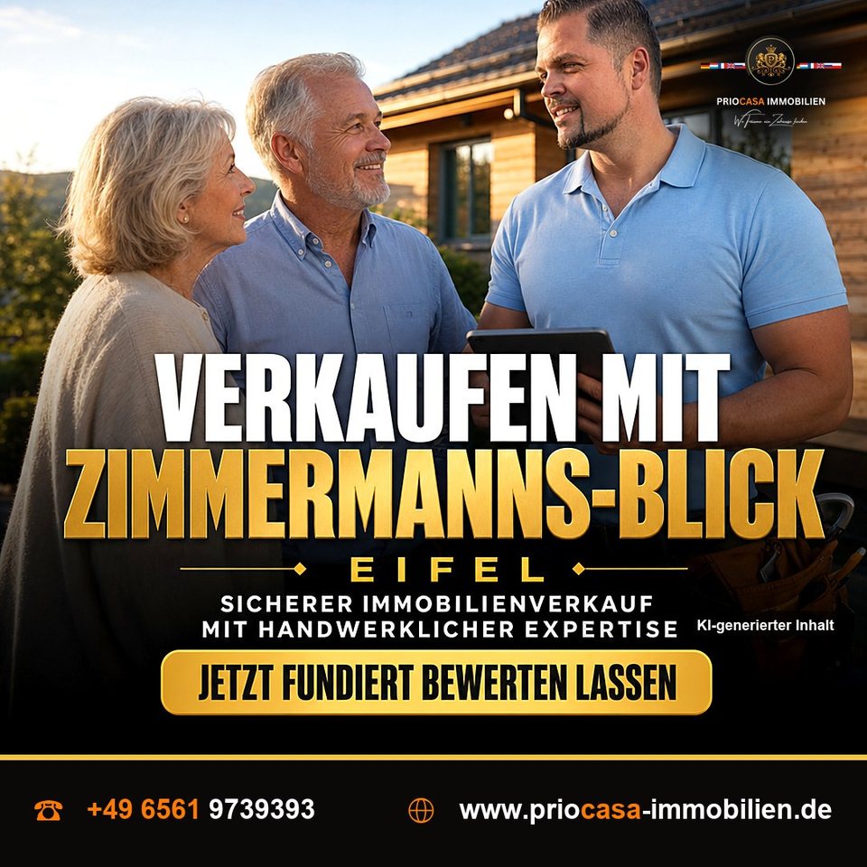 Instagram-Beitrag von PRIOCASA Immobilien vom 28. September 2026: Verkaufen mit Zimmermanns-Blick 🏡 Wer ein Haus in der 📍EIFEL verkaufen will, weiß…