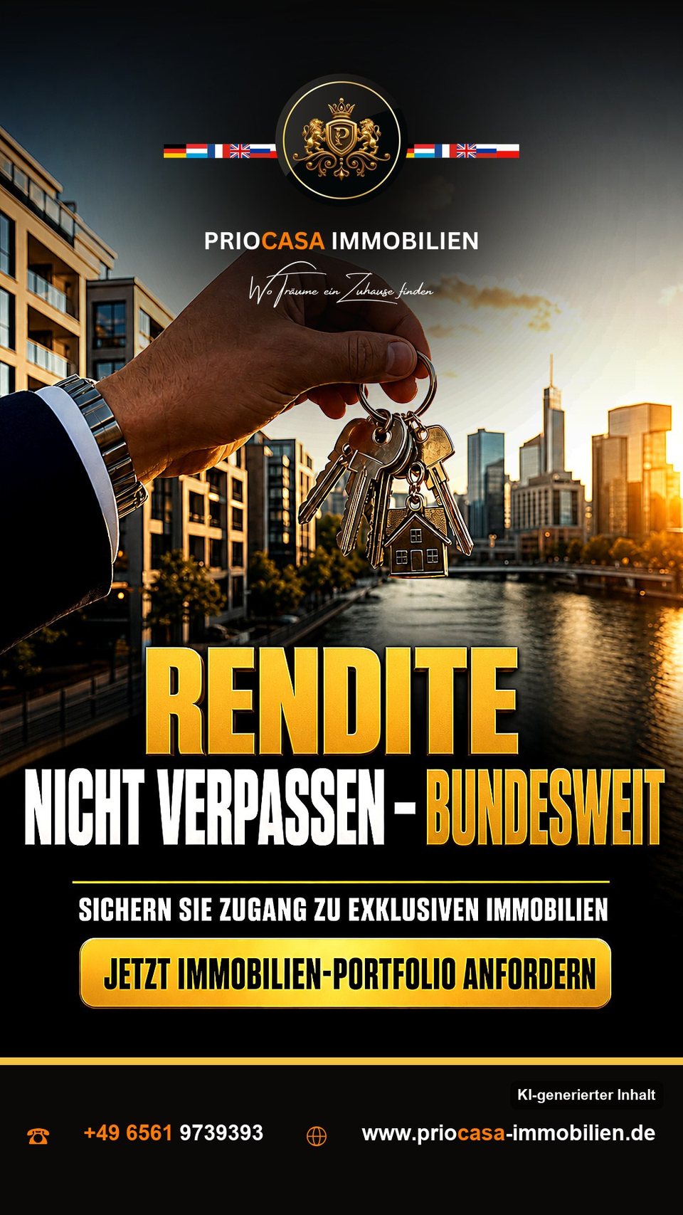 Instagram-Beitrag von PRIOCASA Immobilien vom 31. August 2026: Rendite wartet nicht – deutschlandweit 🏡 Wer PRIOCASA kennt, denkt nicht nur an die Eifel…