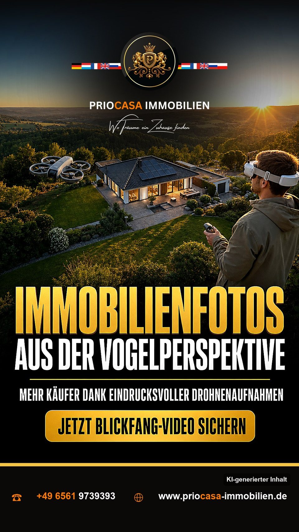 Instagram-Beitrag von PRIOCASA Immobilien vom 12. September 2026: Immobilien, wie sie kein Makler je gesehen hat 🏡 Wer nur an Fotos denkt, übersieht das…