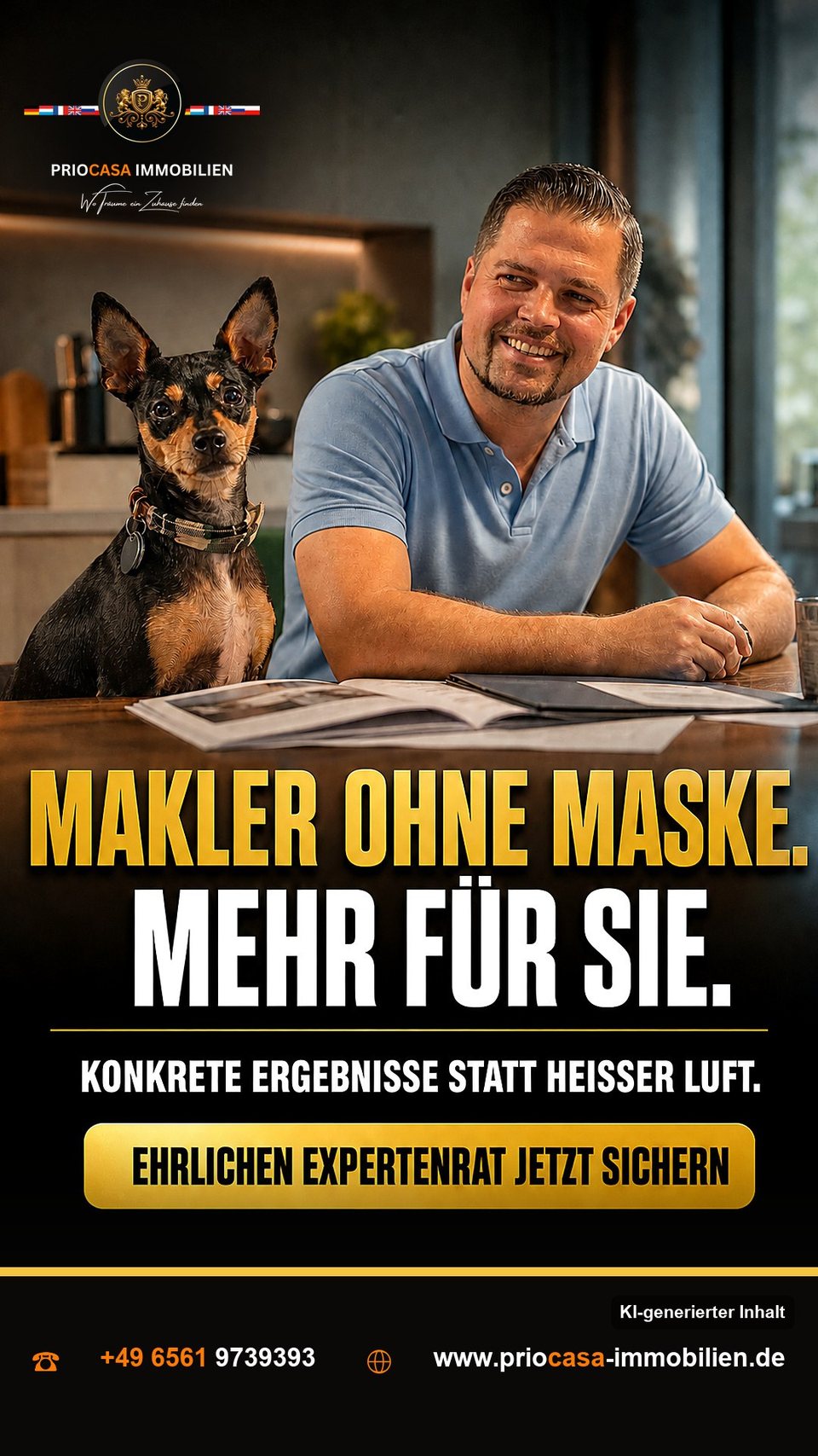 Instagram-Beitrag von PRIOCASA Immobilien vom 18. September 2026: Kein Paillettenanzug, nur Fakten. 🏡 Der Maklermarkt in Deutschland gleicht einer…