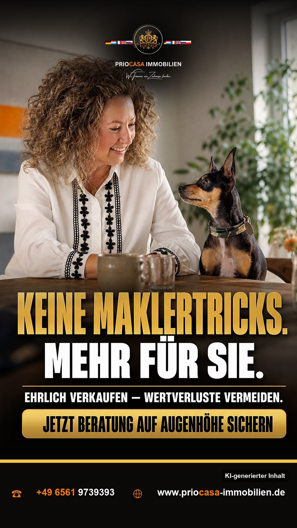 Instagram-Beitrag von PRIOCASA Immobilien vom 19. September 2026: Makler mit Bling-Bling-Faktor? Lieber nicht. 🏡 Der deutsche Immobilienmarkt ist ein…