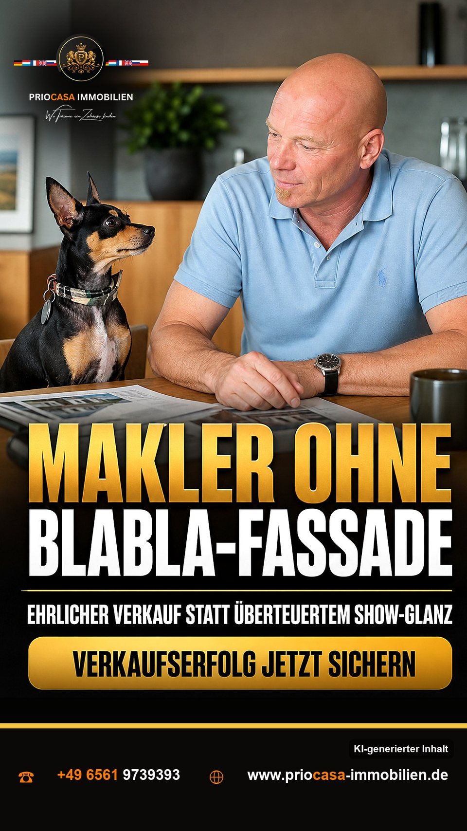 Instagram-Beitrag von PRIOCASA Immobilien vom 21. September 2026: Makler ohne Blabla-Fassade 🏡 Der Markt platzt aus allen Nähten: Über 130.000 Makler…