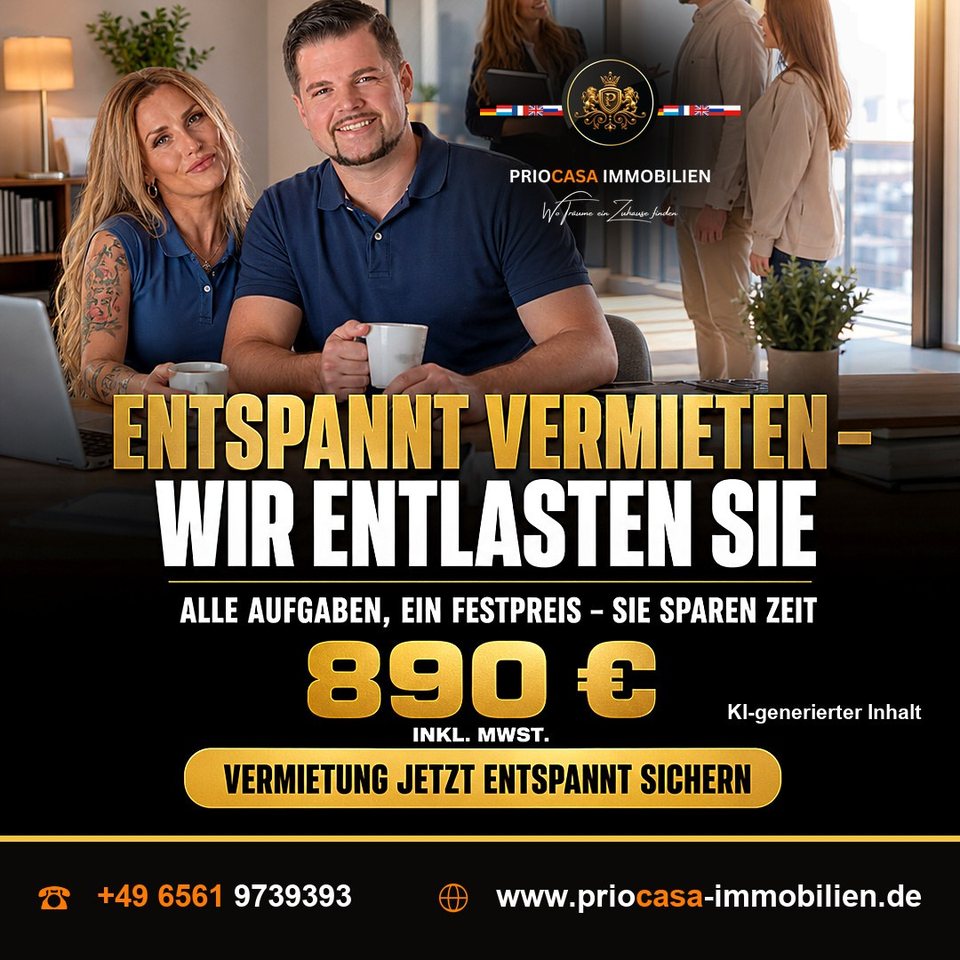 Instagram-Beitrag von PRIOCASA Immobilien vom 2. Oktober 2026: Entspannt vermieten – wir entlasten Sie 🏡 📍BITBURG bietet mehr als Fachwerk und Felder…
