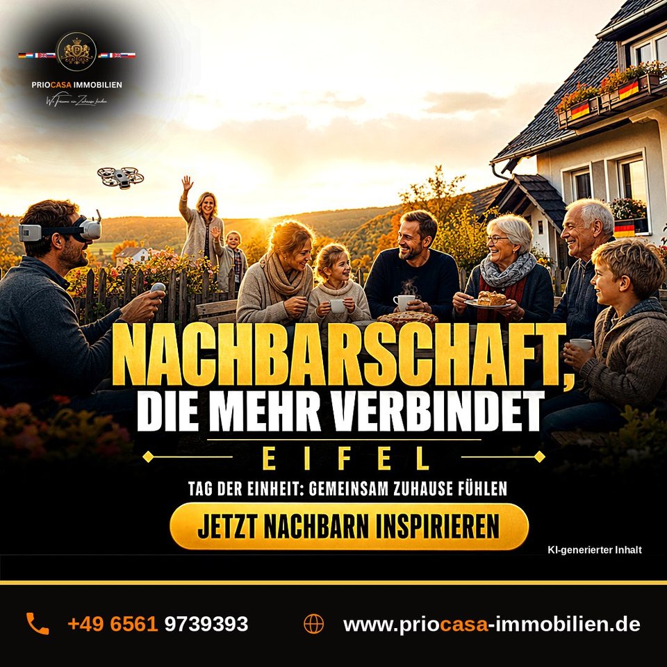 Instagram-Beitrag von PRIOCASA Immobilien vom 3. Oktober 2026: Nachbarschaft, die mehr verbindet 🏡 Was hält ein Zuhause wirklich zusammen? Der Tag der…