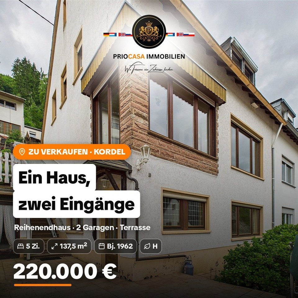 Instagram-Beitrag von PRIOCASA Immobilien vom 10. Oktober 2026: 🏡 Ein Haus, zwei Eingänge – in Kordel bei Trier Reihenendhaus für Luxemburg-Pendler…