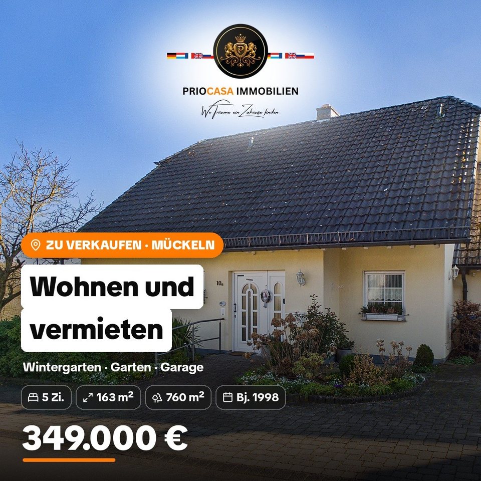 Instagram-Beitrag von PRIOCASA Immobilien vom 11. Oktober 2026: 🏡 Wohnen und vermieten – in Mückeln (Vulkaneifel) Doppelhaushälfte mit Wintergarten und…